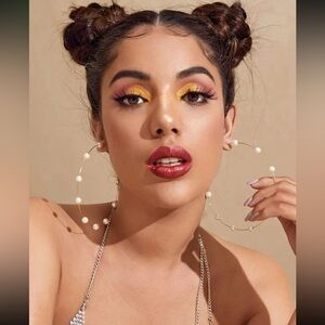 Faux Pearl Decor Hoop Earrings